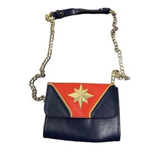 Marvel Captain Purse Crossbody Shoulder Bag purse chain strap long navy and red
